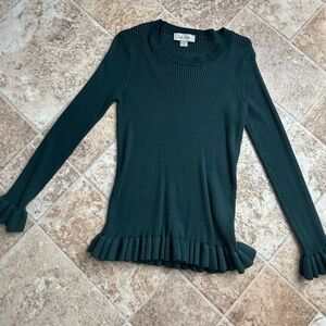 Charlie Paige Green Ruffled Long Sleeve Sweater